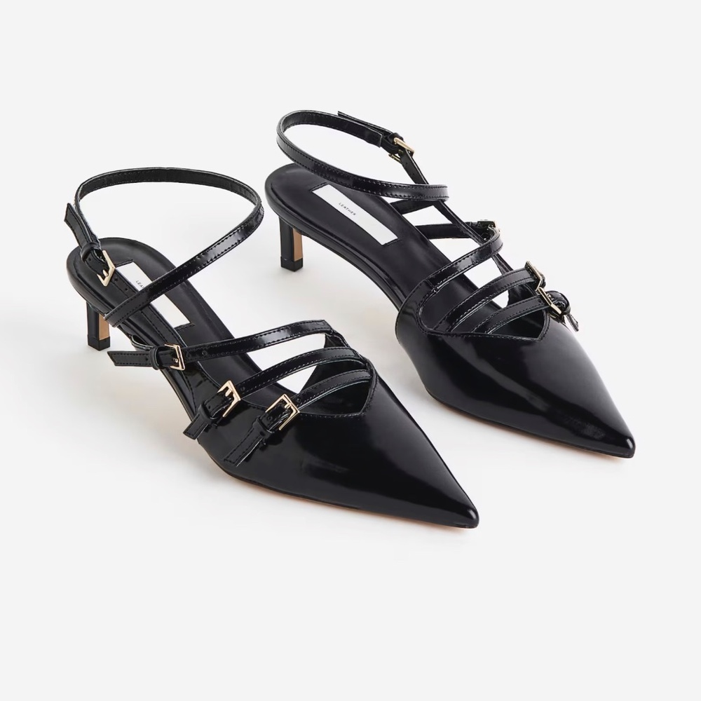 H&M Premium Selection Leather Slingbacks - Black Patent Size 7.5 US / 38 EU